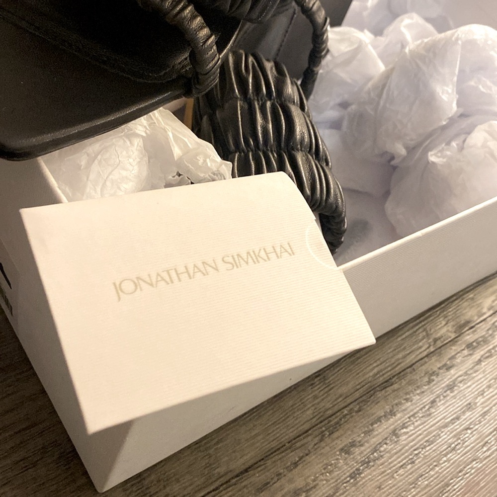 NIB [Jonathan Simkhai] Felix Black Ruched Mules Heel Women’s Sz US 8.5 / EU 39 - Picture 8 of 10